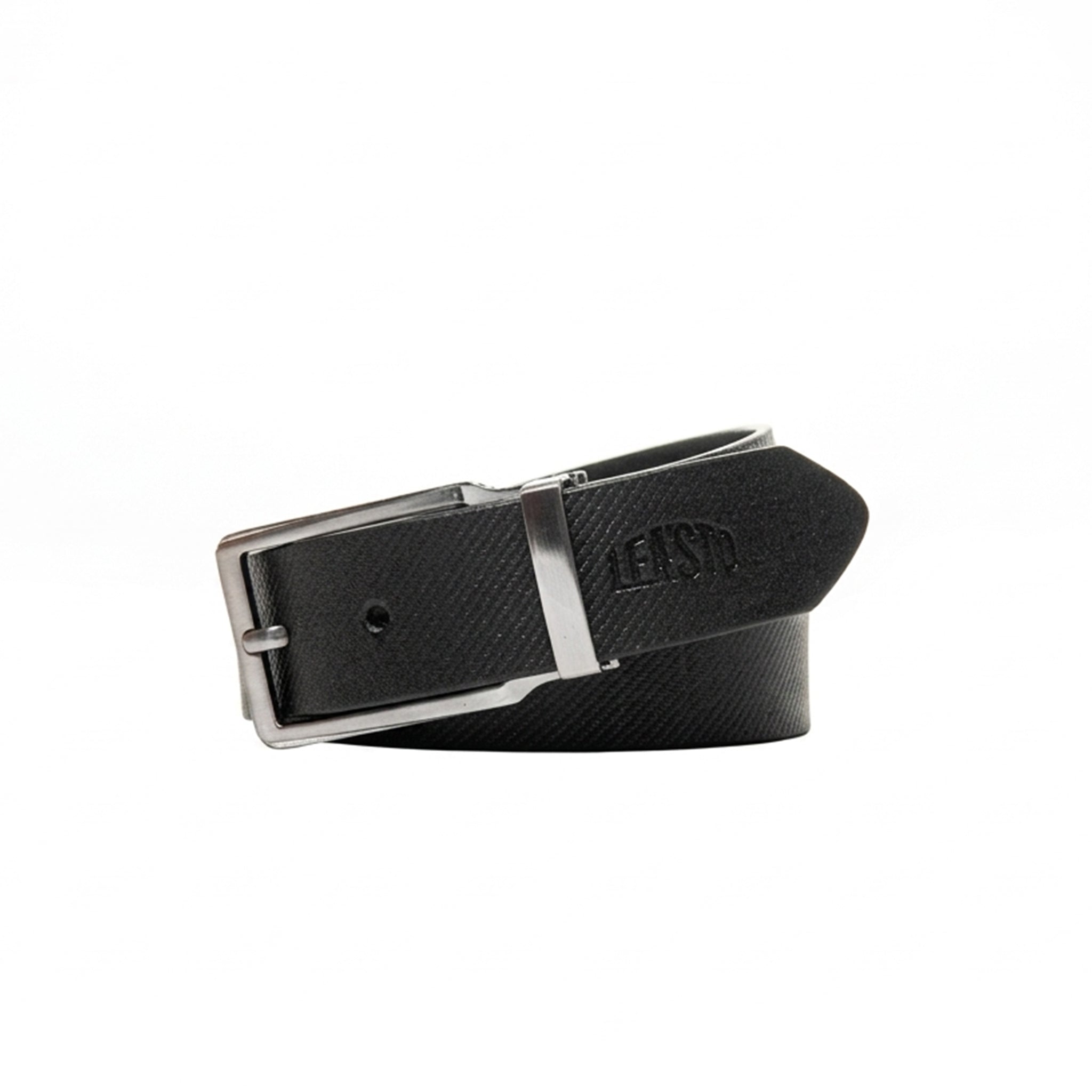 Leasto Onyx Executive Belt – Premium Black Leather Strap with Polished Buckle
