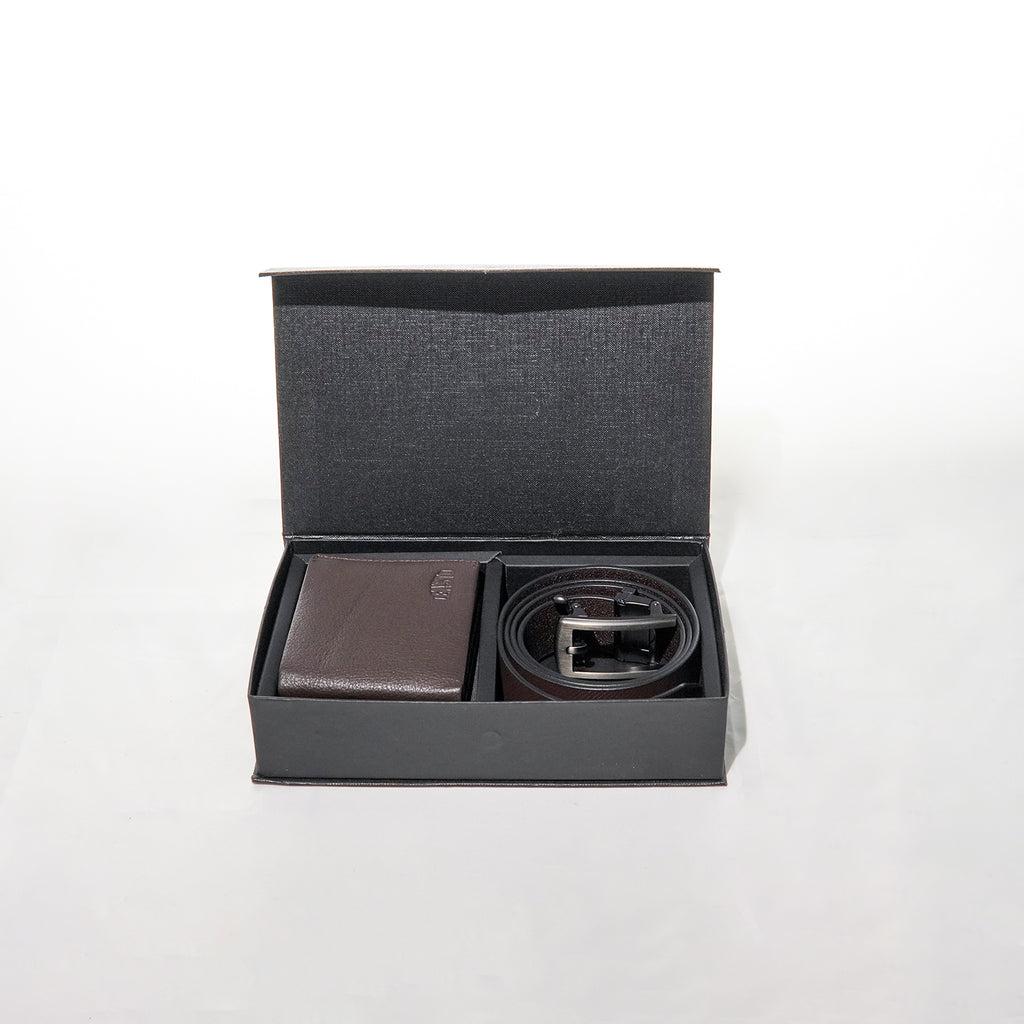 Leasto Premium Leather Gift Set – Brown Genuine Leather Belt & Wallet Combo