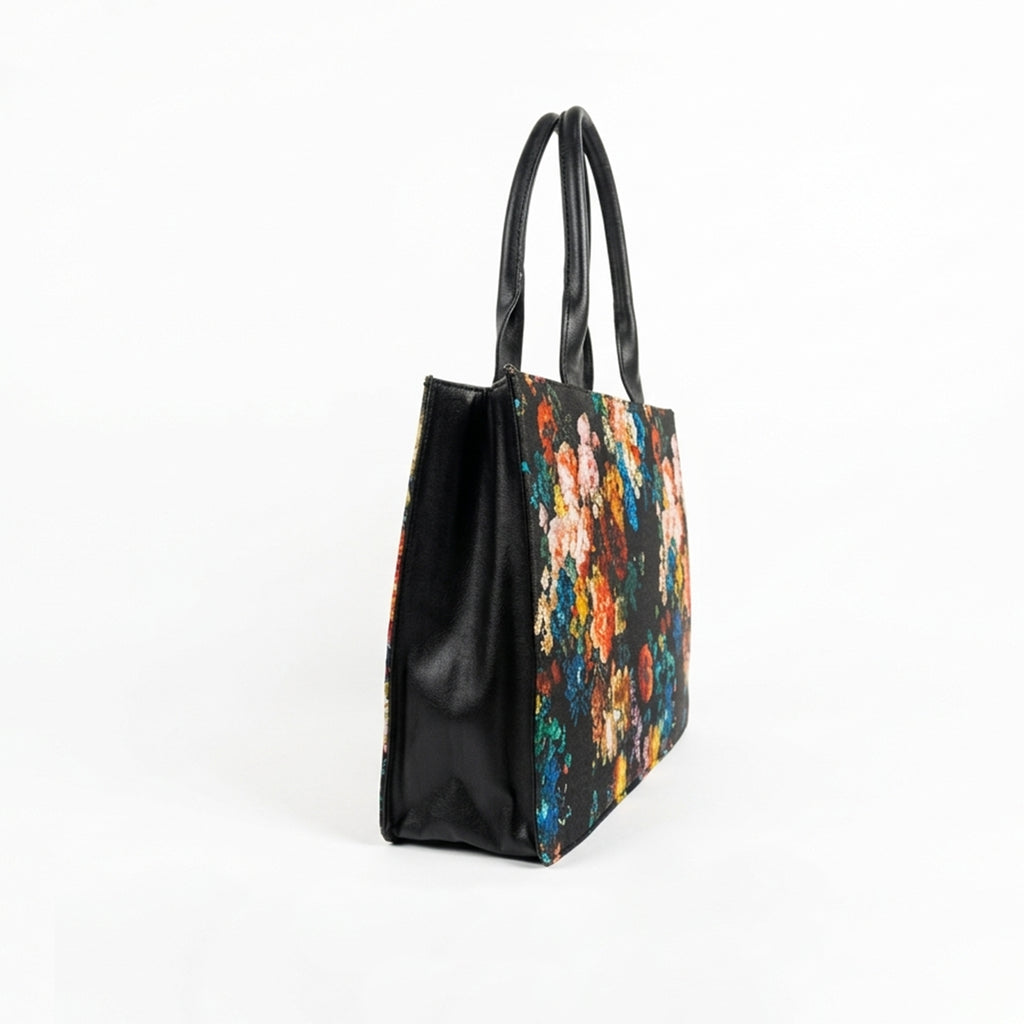 Leasto Floral Bloom Tote – Spacious Structured Handbag with Gold Accents