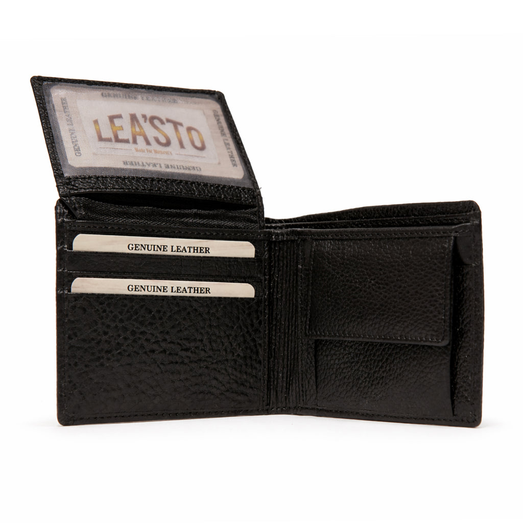 Leasto Classic Minimalist Bi-Fold Wallet - Black