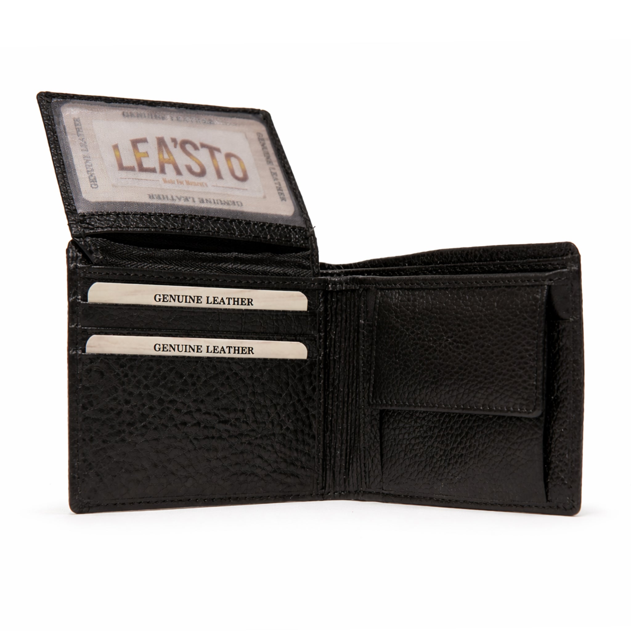 Leasto Classic Minimalist Bi-Fold Wallet - Black