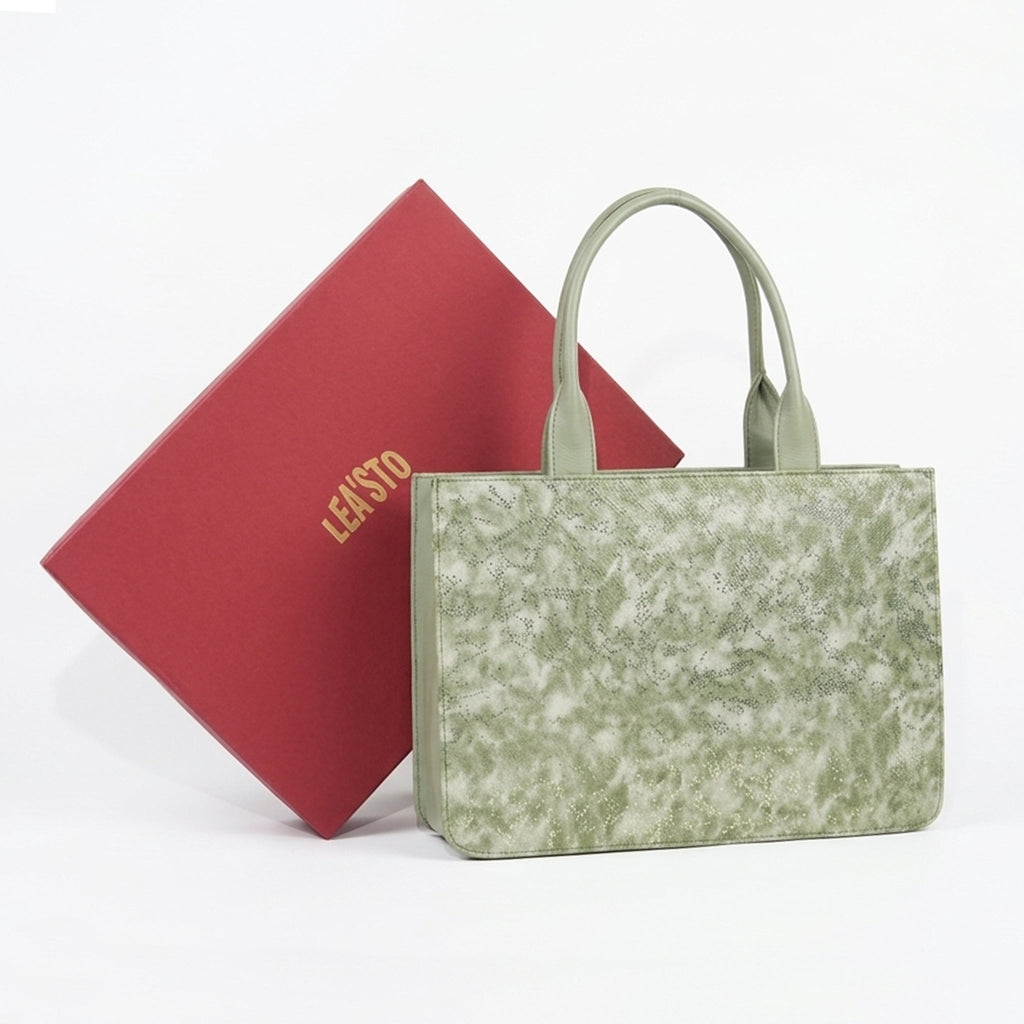 Leasto Botanical Garden Tote – Spacious Structured Handbag with Elegant Print