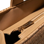 Leasto Crimson Croc Tote – Structured Handbag with Gold-Tone Accents