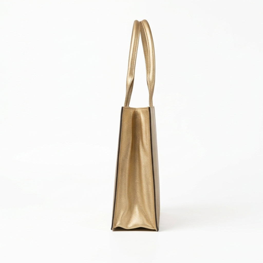 Leasto Floral Elegance Tote Bag – Spacious Structured Handbag with Gold Accents