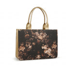 Leasto Floral Elegance Tote Bag – Spacious Structured Handbag with Gold Accents