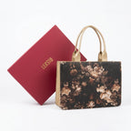 Leasto Floral Elegance Tote Bag – Spacious Structured Handbag with Gold Accents
