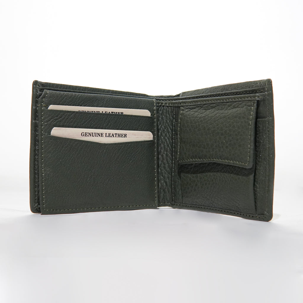 Leasto Premium Green Bi-Fold Leather Wallet for Men