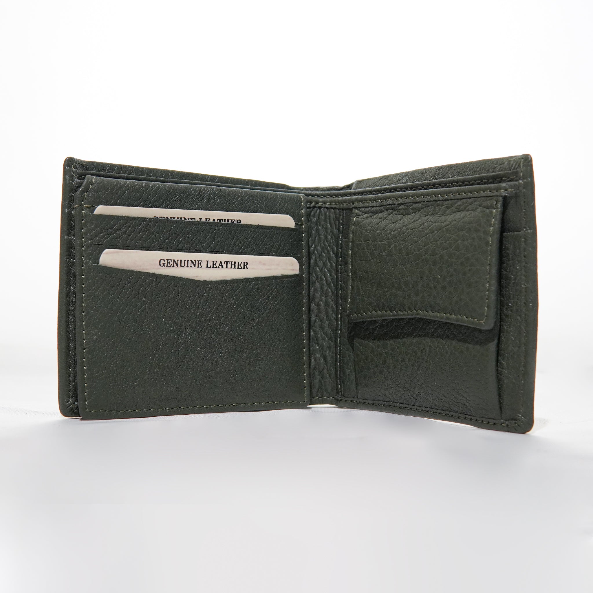 Leasto Premium Green Bi-Fold Leather Wallet for Men