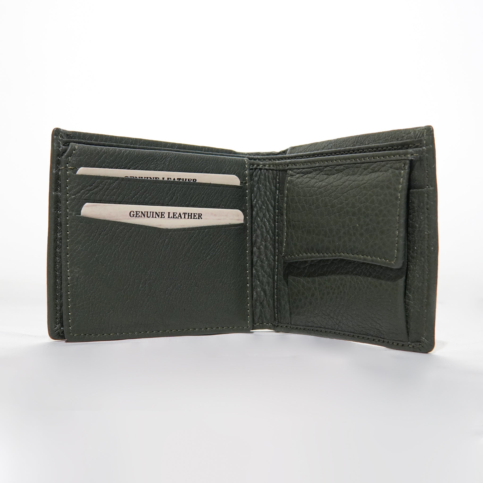Leasto Premium Green Bi-Fold Leather Wallet for Men