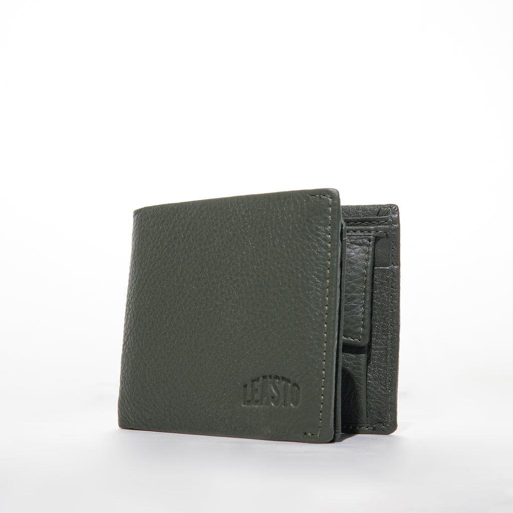 Leasto Premium Green Bi-Fold Leather Wallet for Men